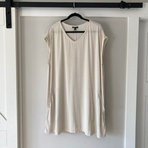 Eileen Fisher 100% Washable Silk Top, Bone, Size XL